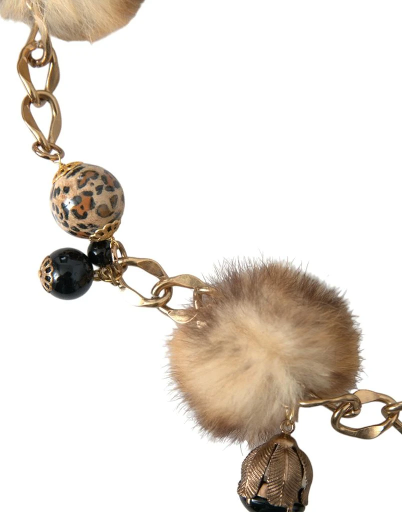 Dolce & Gabbana Dolce & Gabbana Gold Brass Leopard Fur Pearl Collier Chain Belt 4