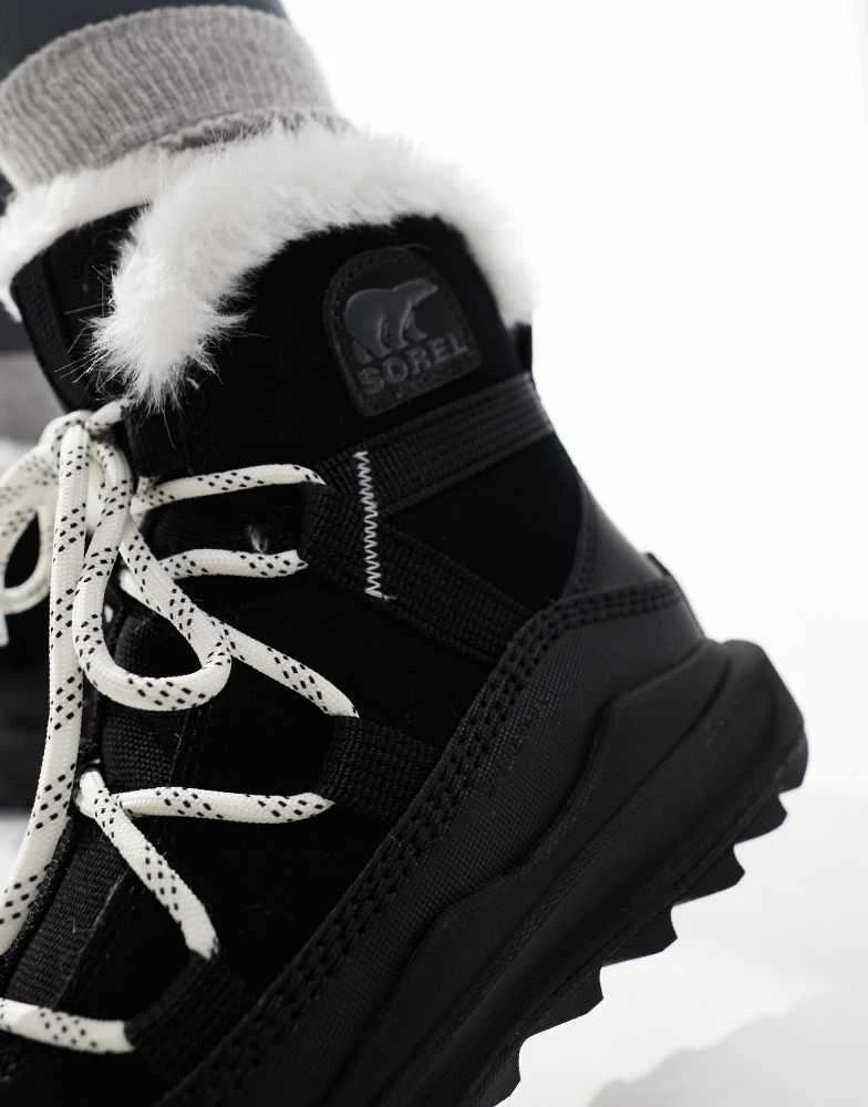 SOREL Sorel ONA RMX Glacy Plus WP waterproof fleece lined suede snow boots in black and sea salt 4