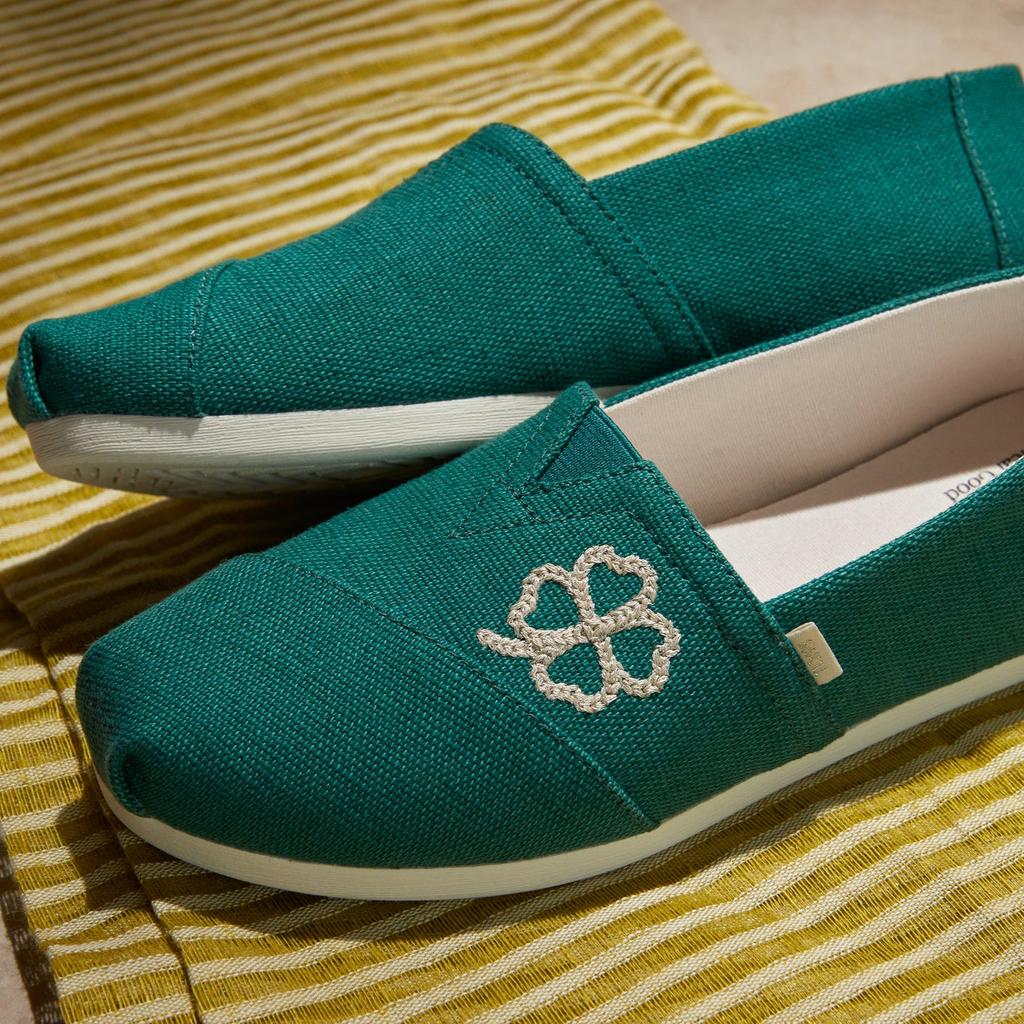 TOMS Shoes Alpargata Classic Embroidered Green Heritage Canvas