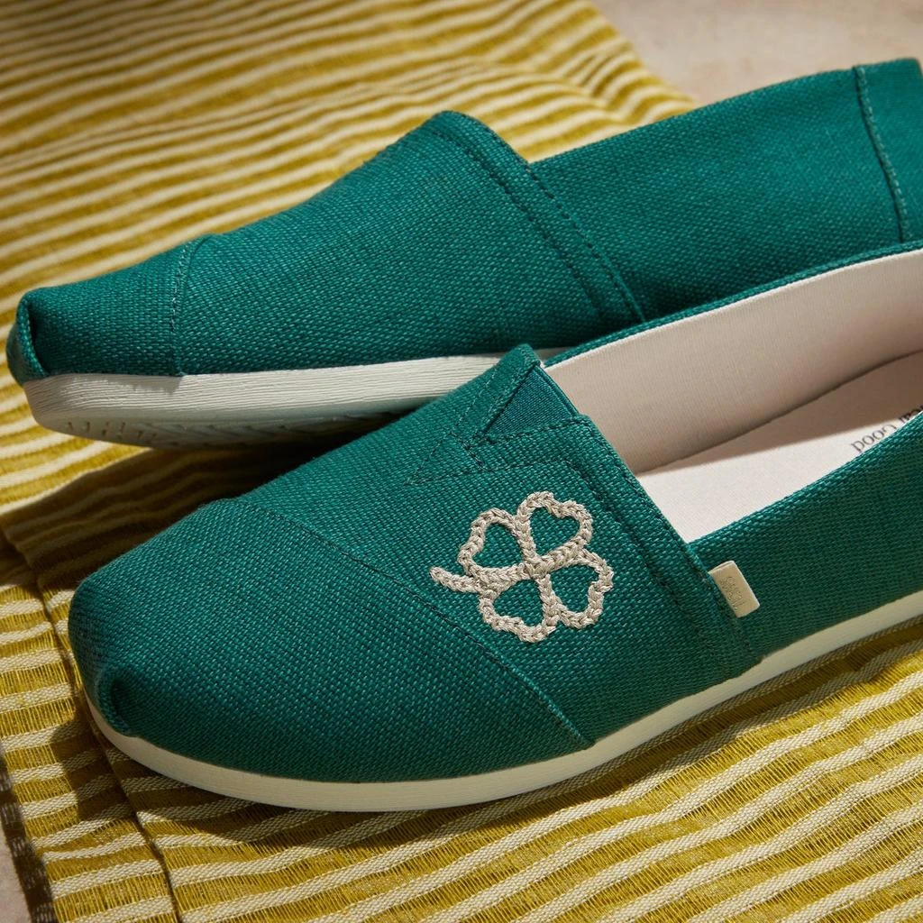 TOMS Shoes Alpargata Classic Embroidered Green Heritage Canvas 2