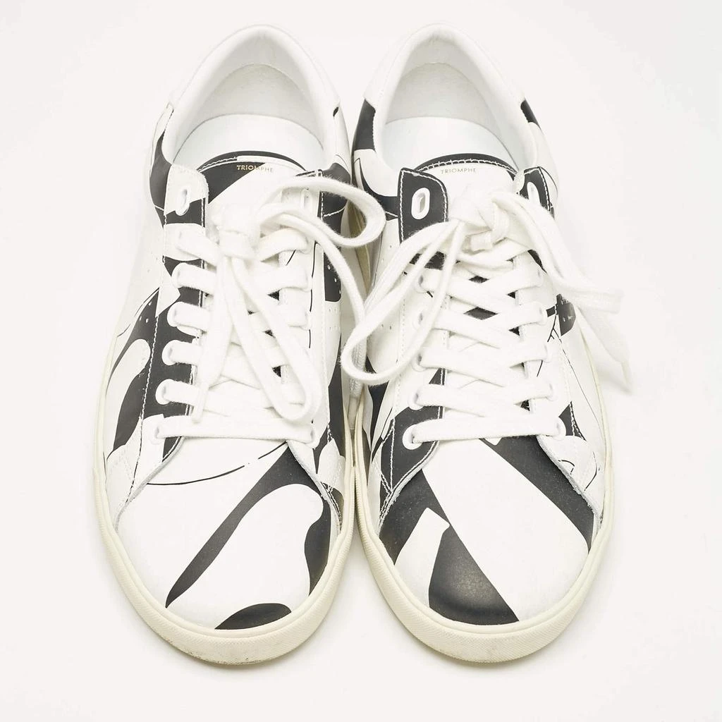 Celine Celine White/Black Print Leather Triomphe Sneakers Size 41 3