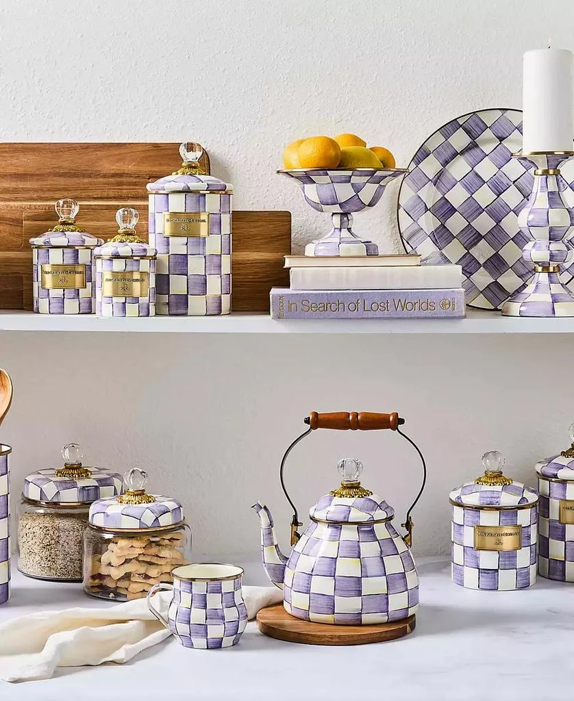 MacKenzie-Childs Violet Check Small Compote 3