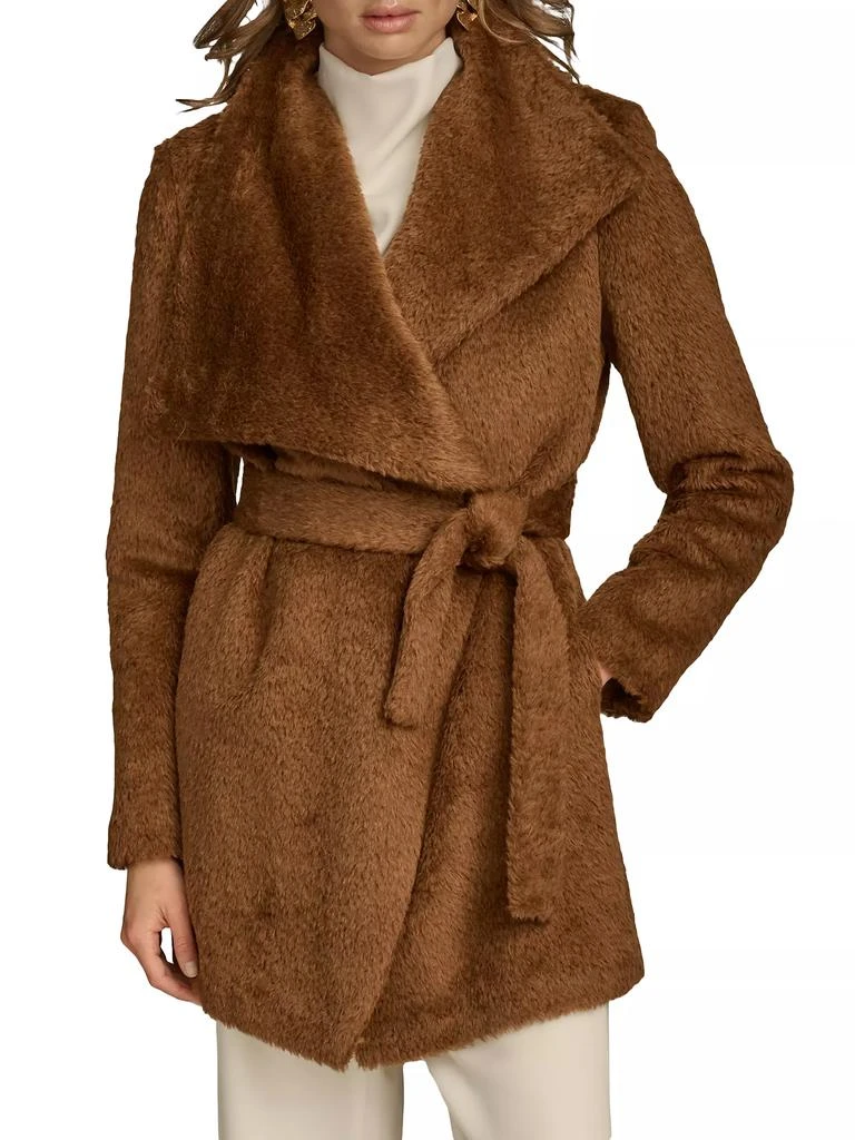 Donna Karan Wool-Blend Belted Wrap Coat 8