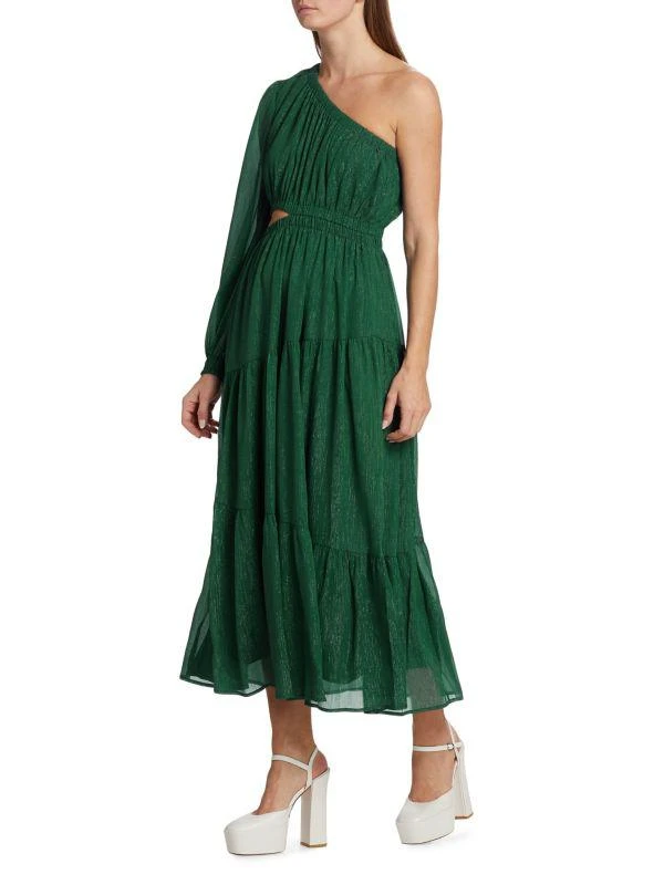 Moon River Shirred One-Shoulder Midi-Dress 3