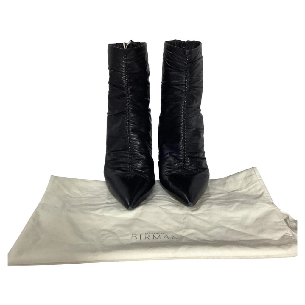 Alexandre Birman Susanna Ruched Heeled Ankle Boots in Black Leather 3