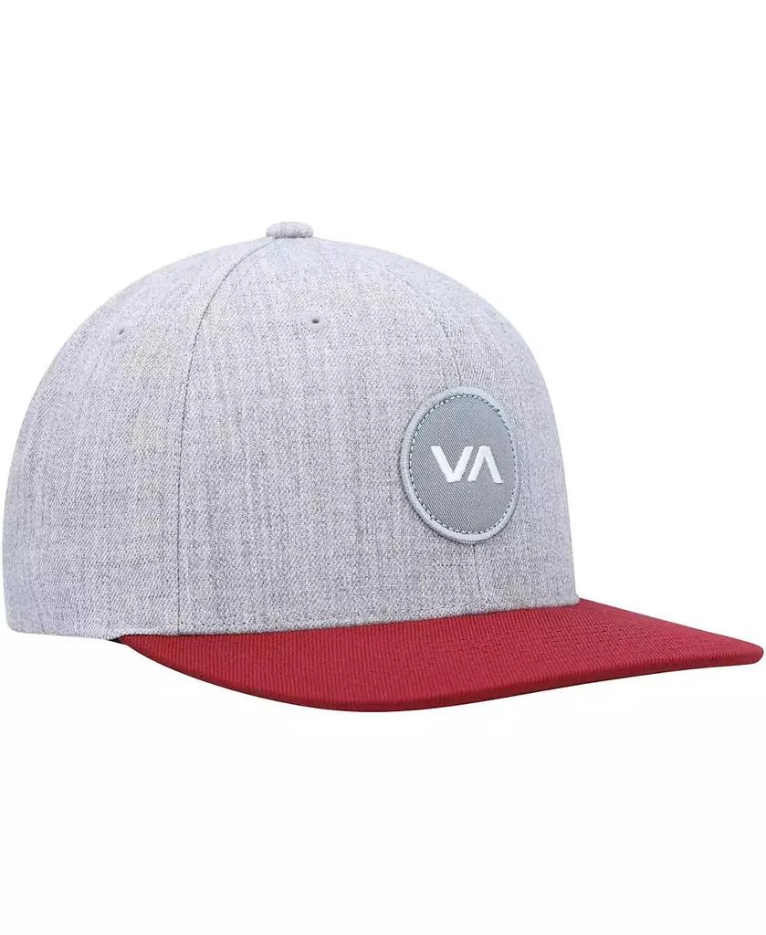 RVCA Men's Heather Gray, Red Patch Adjustable Snapback Hat 3