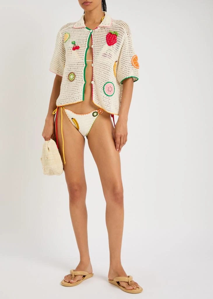 LESLIE AMON Tutti Frutti appliqué open-knit shirt 4