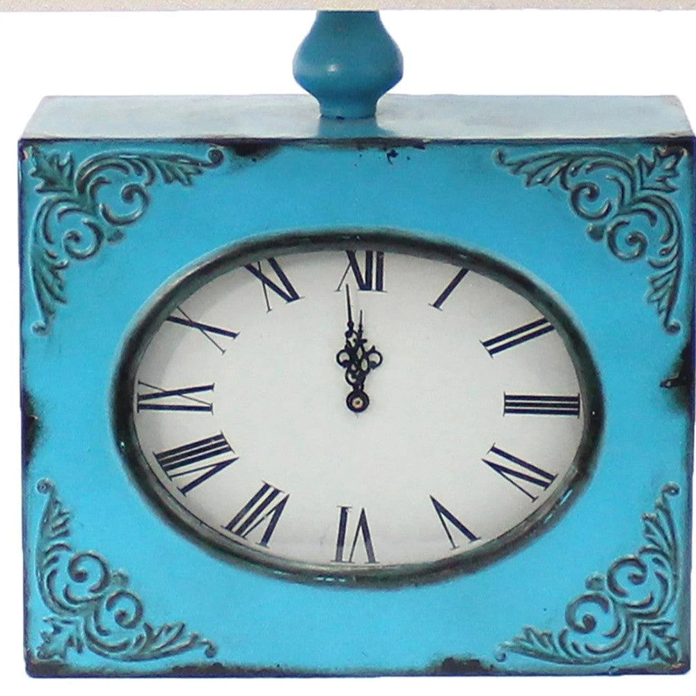 Hivvago 7 X 7 X 22 Blue Vintage Metal Clock Base - Table Lamp 2