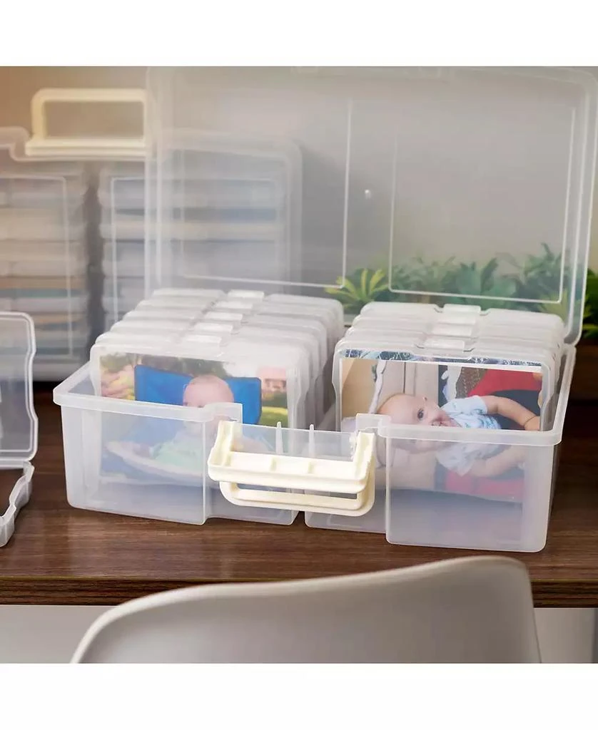 IRIS USA 4" x 6" Photo Storage Craft Keeper, Main Container with 12 Organization Cases for Pictures, Crafts, Scrapbooking, Stationery Storage, Protection and Organization, Clear, 2 Pack 4