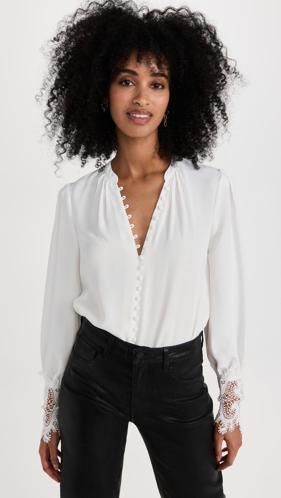 L'agence Nadine Ruffle Shoulder cheapest Blouse