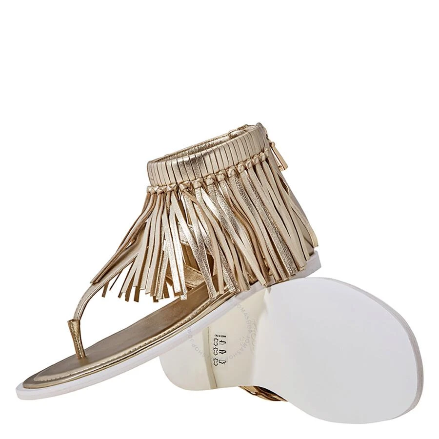 Tod's Calfskin Metallic Fringed Sandals 2