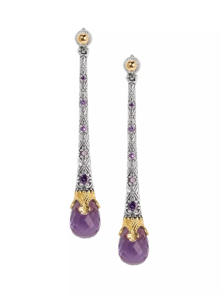 Konstantino Pythia Color Sterling Silver, 18K Yellow Gold & Amethyst Quartz Drop Earrings 1