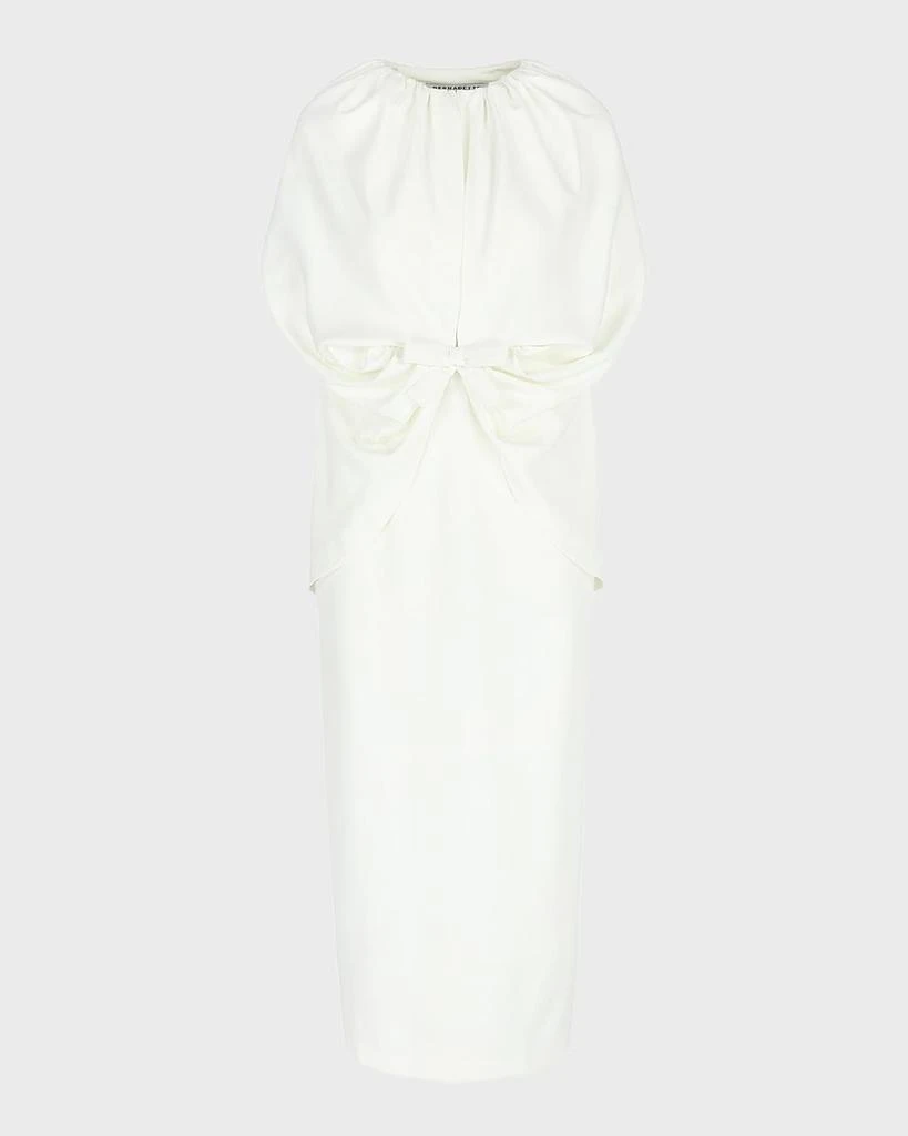 Bernadette Ruched Waist Long Cape Dress 1