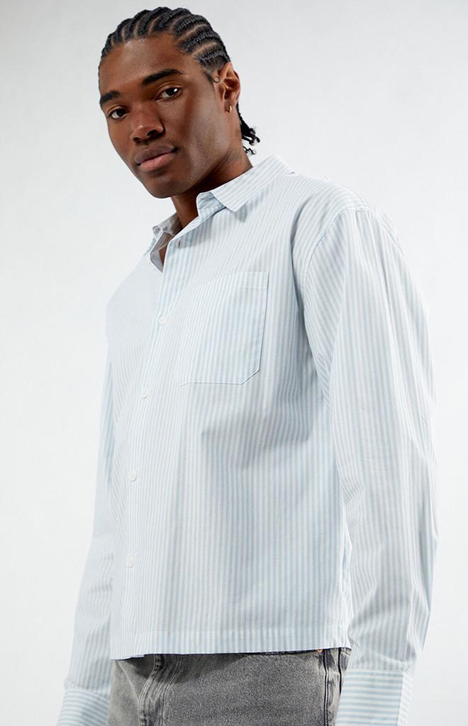 PacSun Blue Drew Striped Long Sleeve Button Down Shirt