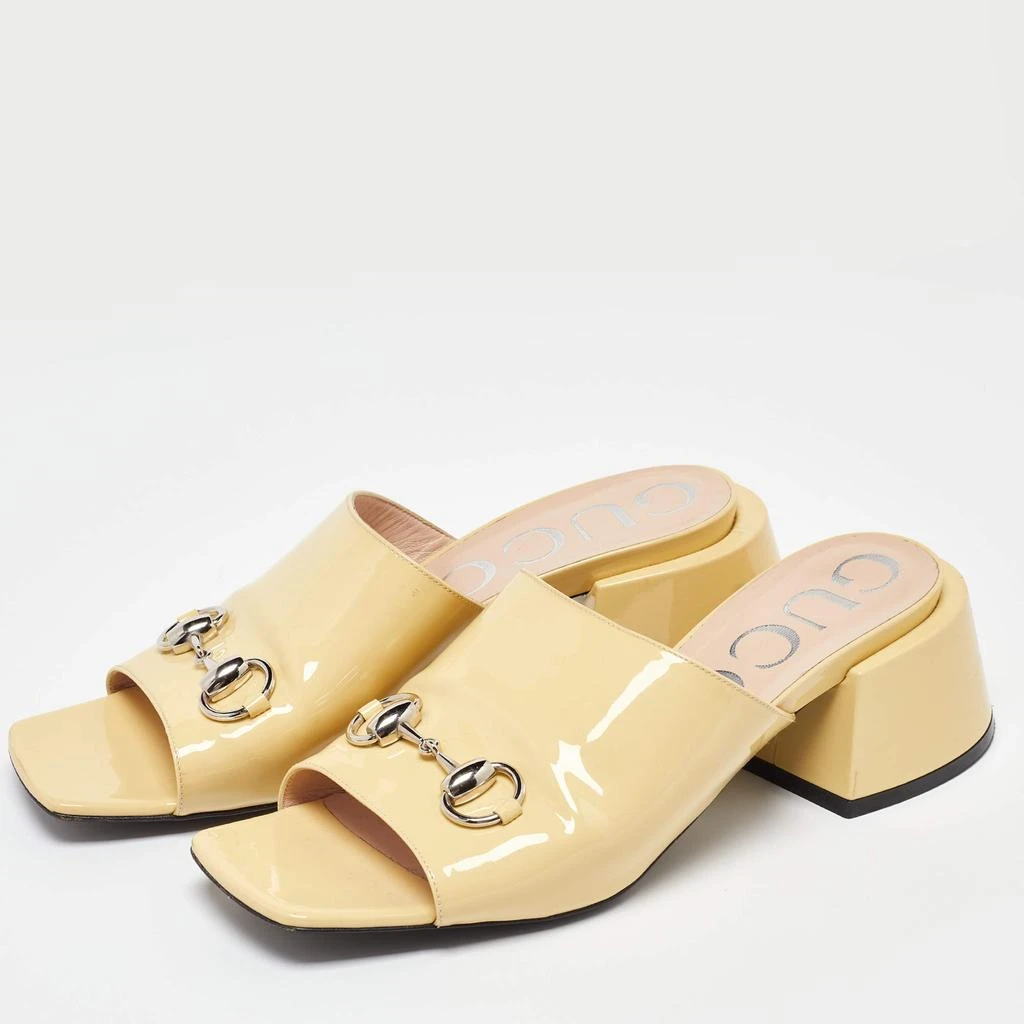 Gucci Gucci Yellow Patent Leather Lexi Horsebit Slide Sandals Size 39 2