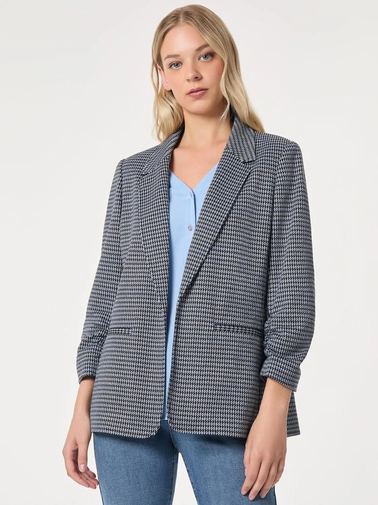 JONES NEW YORK Notch Collar Open Front Houndstooth Jacket 1