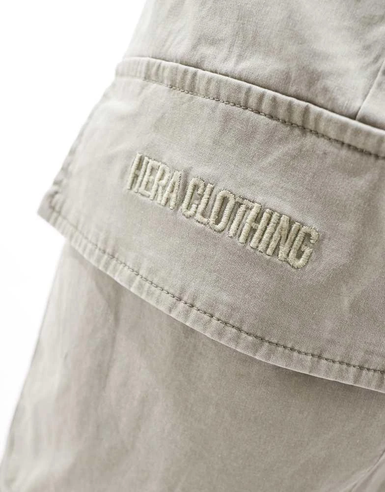 HERA Hera washed utility cargo trouser in grey green 4