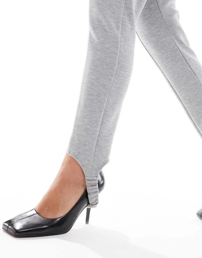 ASOS ASOS DESIGN scuba leggings with stirrups in grey marl 3