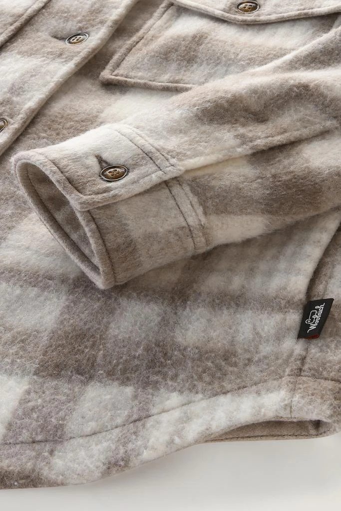 Woolrich Pemberton Check Overshirt in Wool Blend Flannel - Women - White 3