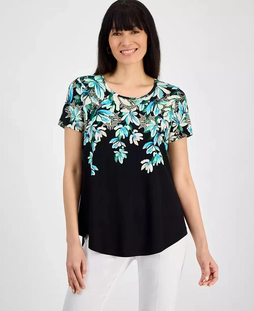 JM Collection Women's Printed Scoop-Neck Short Sleeve Top, Exclusively at Macy's 1