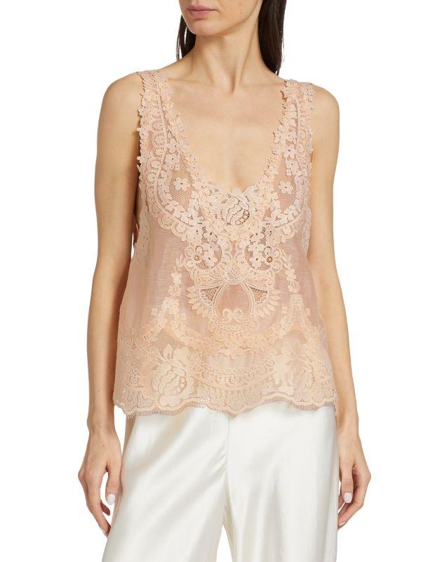 Zimmermann Natura Linen-Silk Lace Tank Top