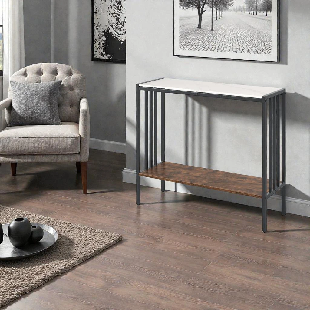Hivvago Stylish 36-Inch Hallway Table with Sintered Stone Top and Open Storage