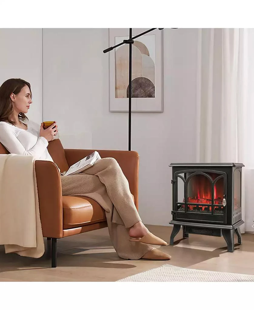 SUGIFT 1400W Electric Stove Heater with 3-Level Flame Effect and 3-Sided View-Black 10