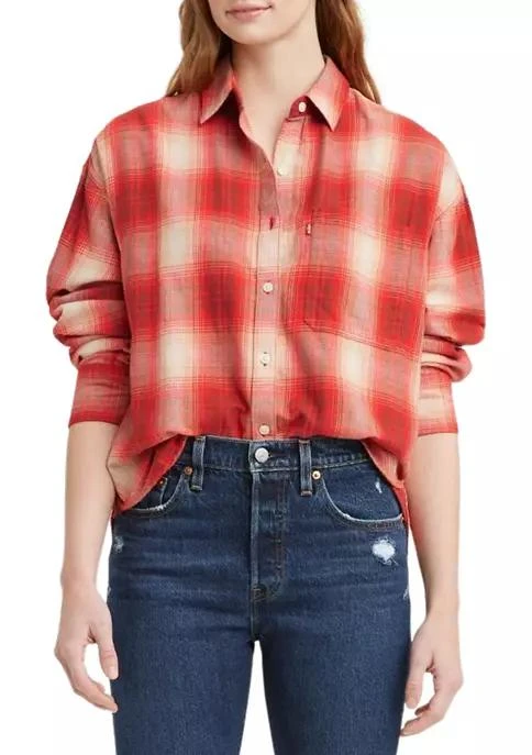 Levi's Womens Henri Flannel Flame Scarlet Plaid Shirt 1