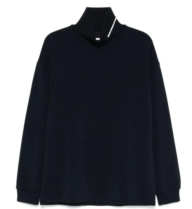Emporio Armani BLACK JERSEY MOCK NECK SWEATER 2