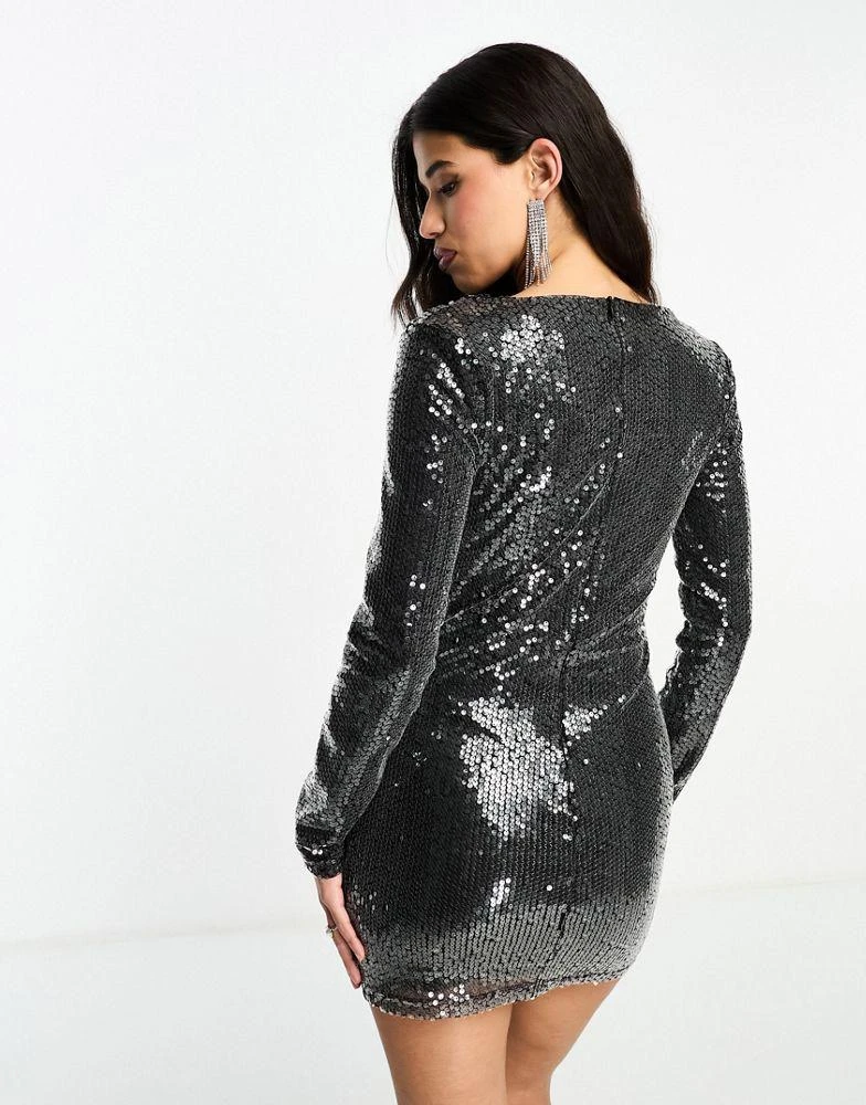 gunmetal glitter dress Never Fully Dressed Gunmetal Sequin Lila Shirt Dress