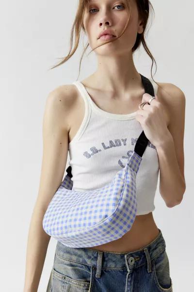 BAGGU BAGGU UO Exclusive Gingham Small Nylon Crescent Bag
