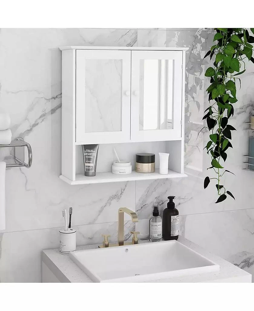 Flynama Bathroom Wall Cabinet with Doule Mirror Doors and Shelvs 7