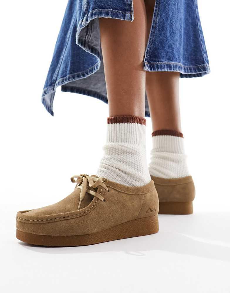Shop Clarks Wallabee Evo shoes in dark tan suede on Sale at