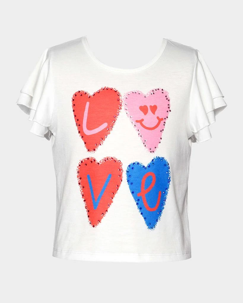 Hannah Banana Girl's Love Embellished T-Shirt, Size 4-14 1