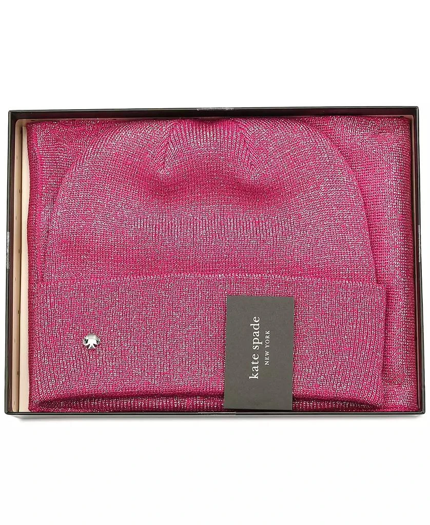 Kate Spade Women's Metallic Beanie & Scarf Boxed Gift Set 2