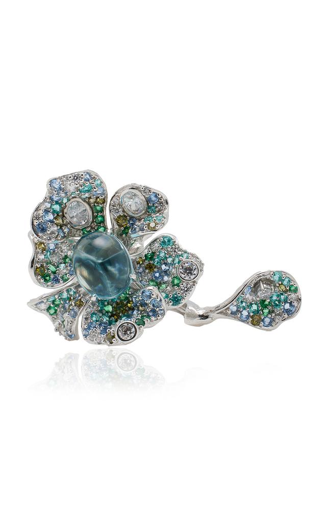 Anabela Chan Anabela Chan - 18K White Gold Aqua Peony Multi-Stone Ring - Blue - US 5 - Moda Operandi - Gifts For Her