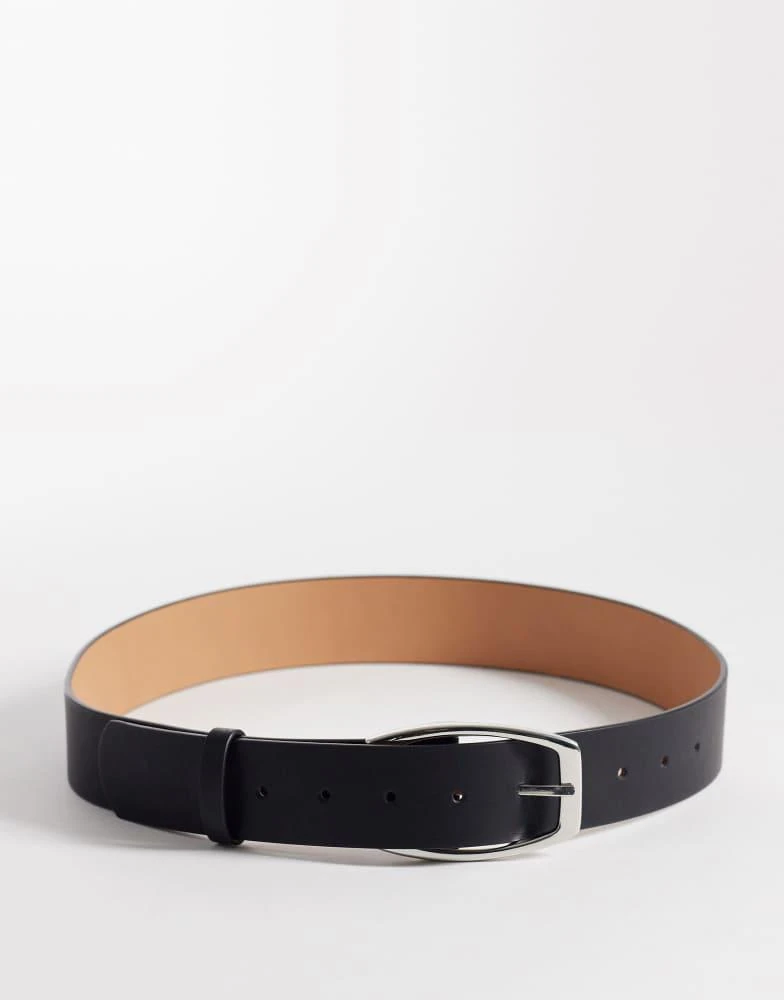 ASOS ASOS DESIGN waist and hip square half moon buckle belt in black