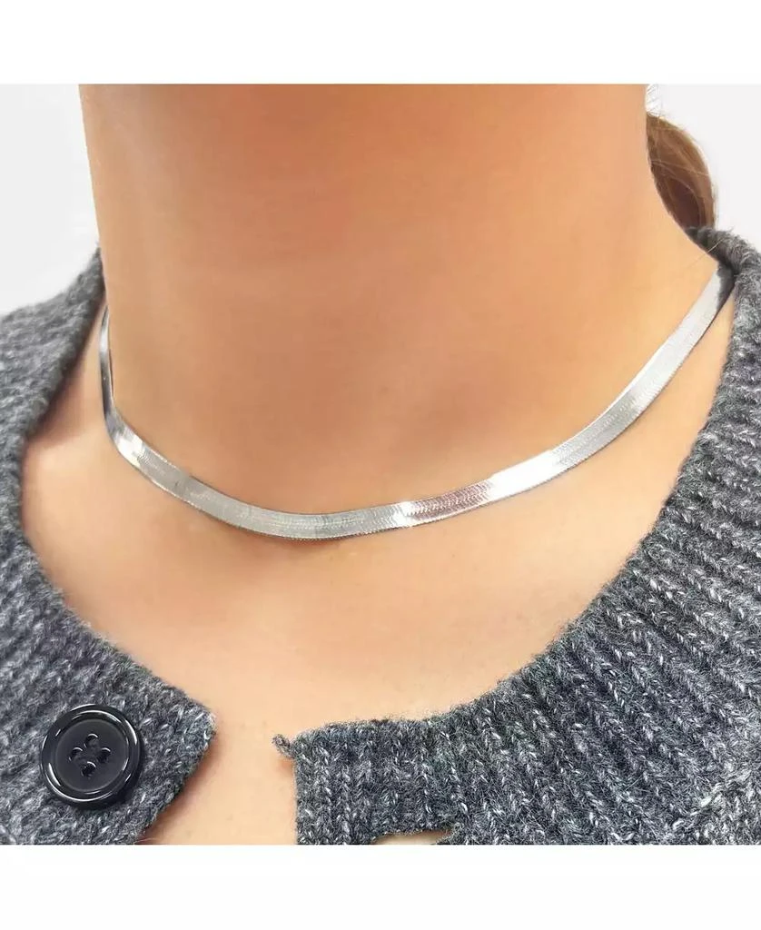 The Lovery Large Herringbone Necklace 14K White Gold - 5 millimeters - 3