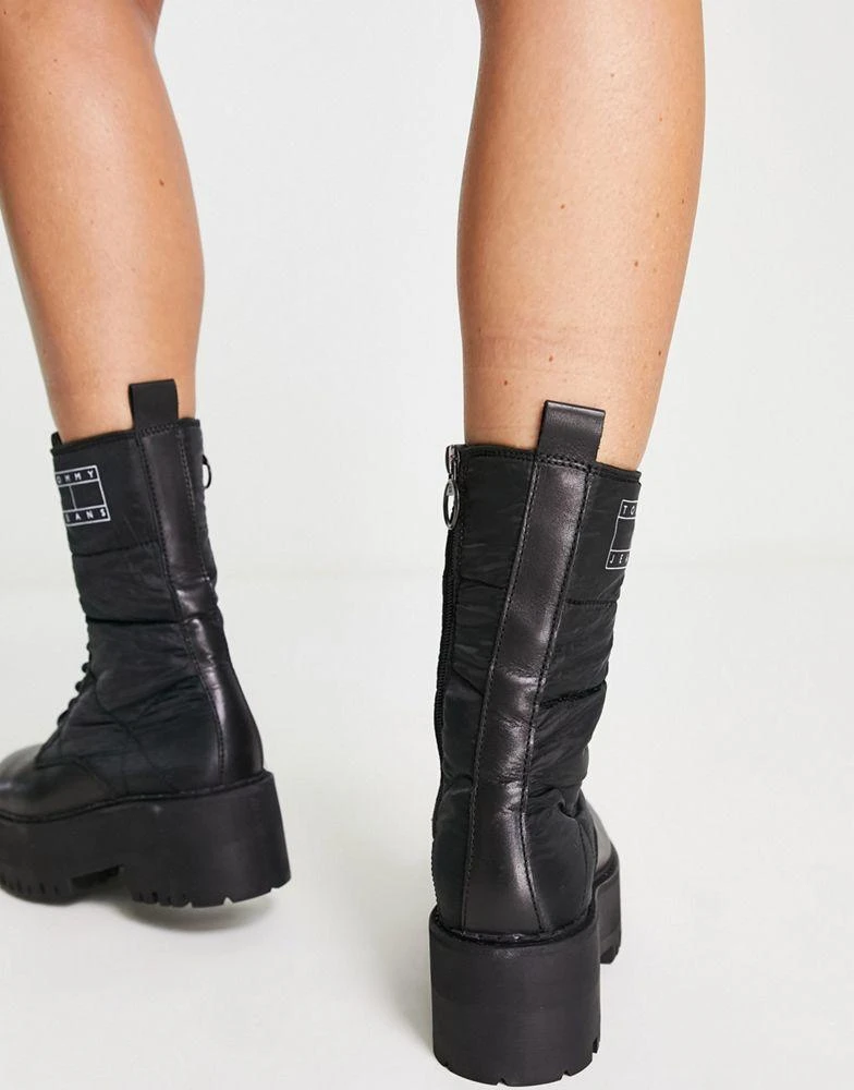 Tommy Jeans Tommy Jeans leather flatform padded boots in black 4