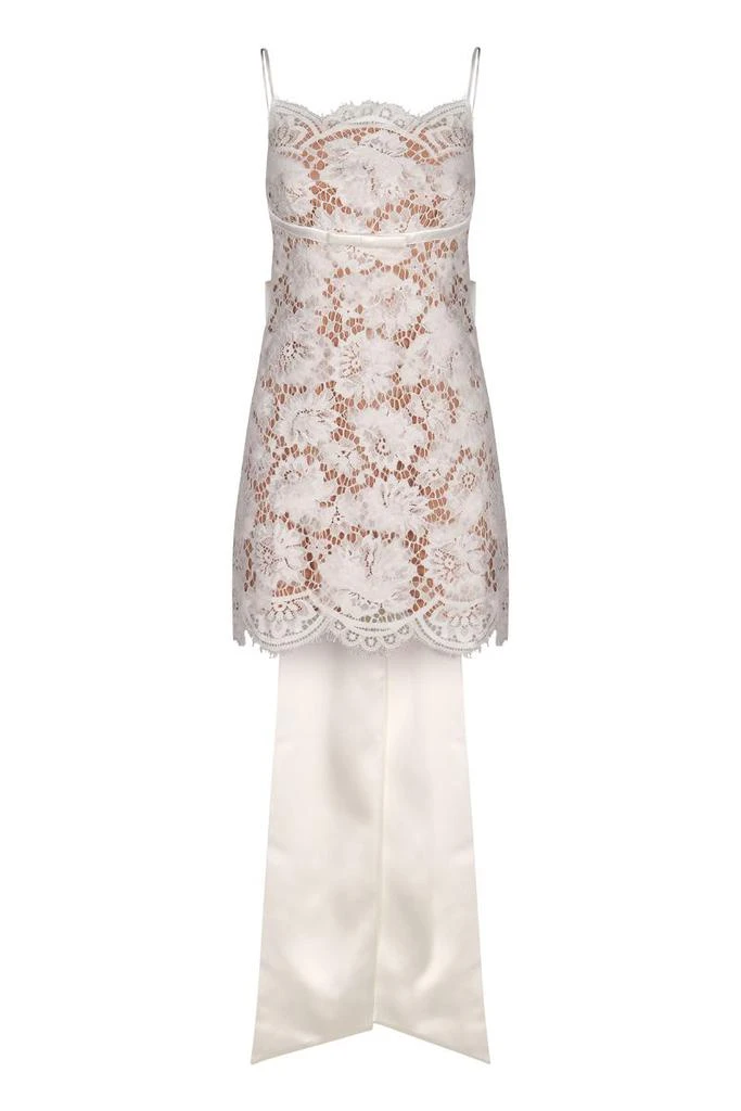 chinese dress ladies White Lace Satin Bow Mini Dress  self-portrait-US