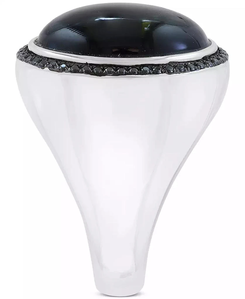 Effy EFFY® Men's Onyx (17 x 12-1/2mm) & Black Spinel (1/4 ct. t.w.) Oval Statement Ring in Sterling Silver 3