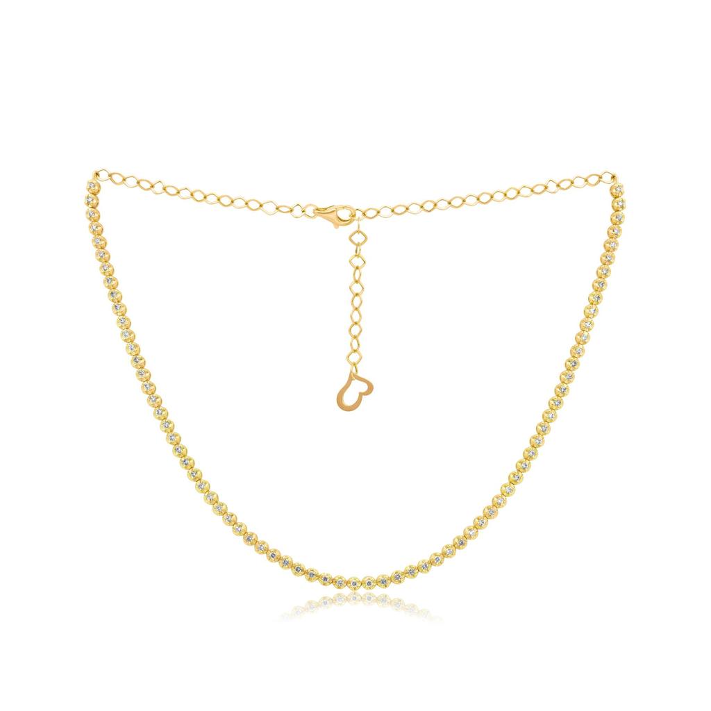 Diana M. 14 kt yellow gold, 14" diamond choker necklace featuring 2.30 cts tw brilliant cut round diamonds