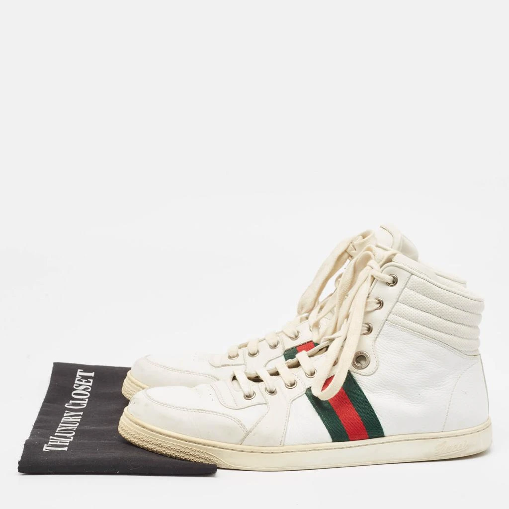 Gucci Gucci White Leather Web Detail High Top Sneakers Size 43 9