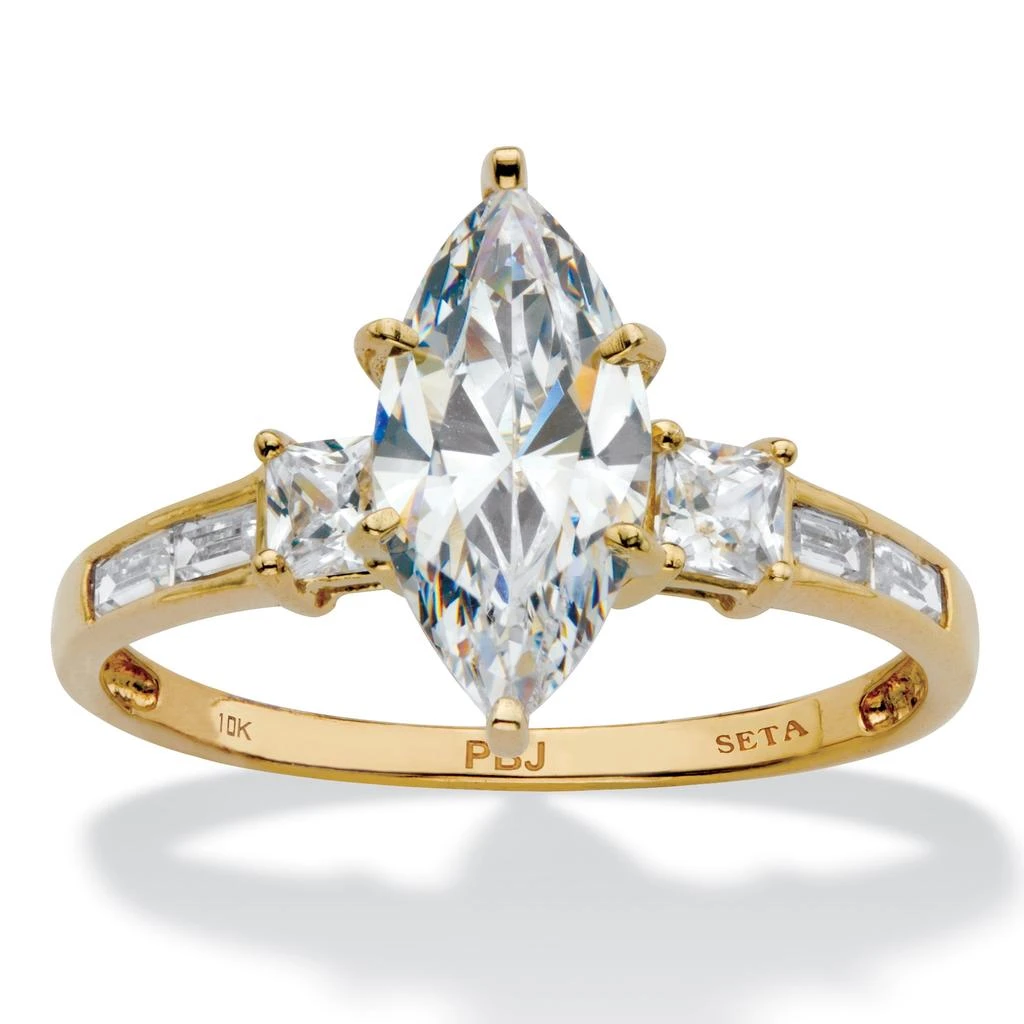 Palm Beach Jewelry 2.56 Cttw. Solid 10k Yellow Gold Marquise-Cut Cubic Zirconia Engagement Ring 1