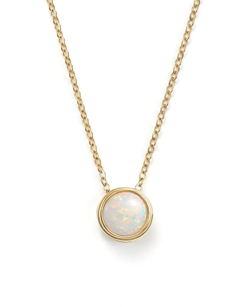 Bloomingdale's Fine Collection Opal Bezel Set Pendant Necklace in 14K Yellow Gold, 18"  - Exclusive 1