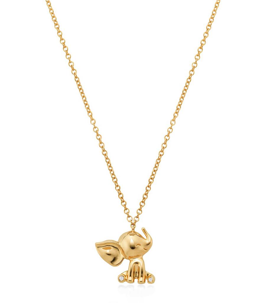 NOA mini Yellow Gold and Diamond Elephant Pendant