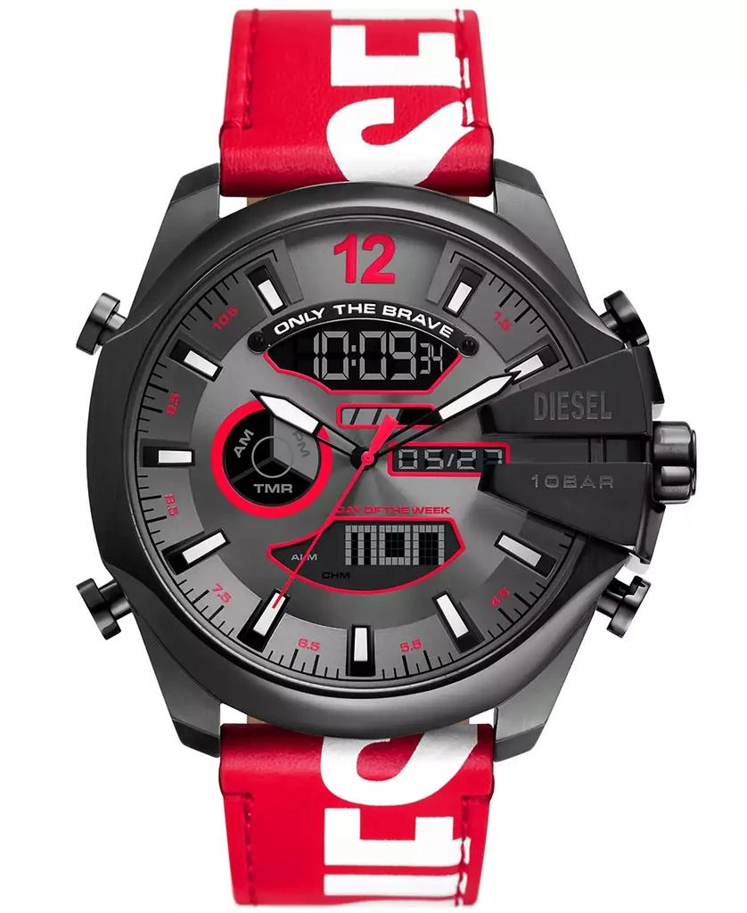 Diesel Men's Mega Chief Digital Red Leather Watch 51mm 1