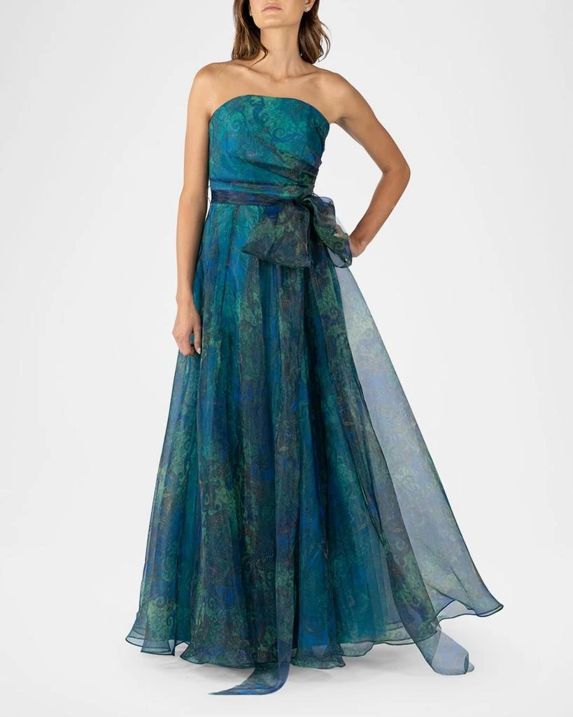 Rene Ruiz Collection Strapless Floral-Print Organza Gown 1