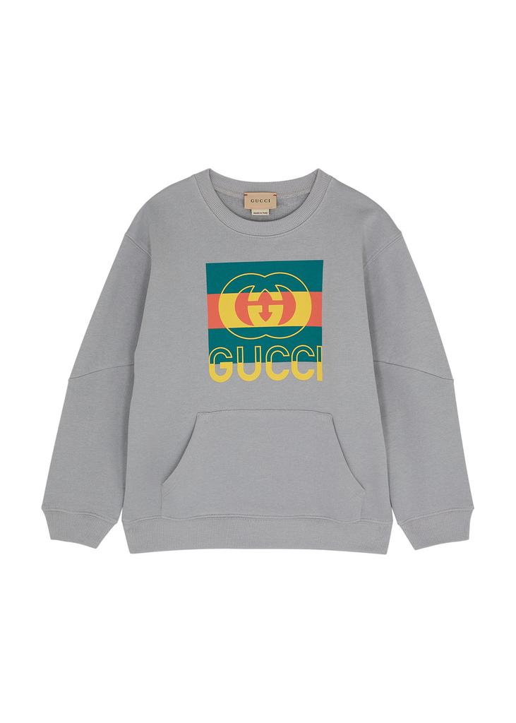 Gucci Gucci Kids House Web Logo Patch Long-Sleeved Hoodie