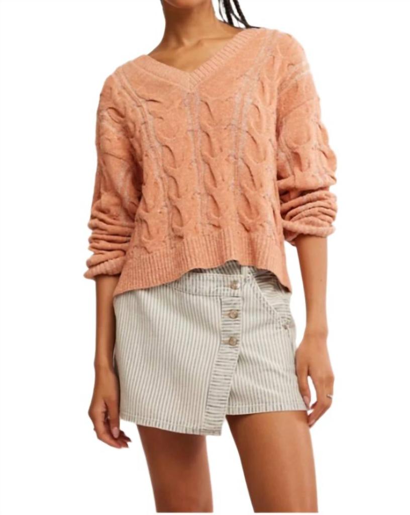 Free People Free People - Washed Cable V-neck Sweater